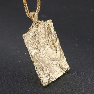 Collar de Hombre con Colgante de Buda de Ojos Enfados Estilo Religioso Vintage, Joyería Unisex de Acero Inoxidable y Titanio Retro - Product Image 2