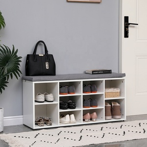 Modern Wooden <strong>Shoe</strong> Rack Cabinet <strong>Small</strong> <strong>Shoe</strong> <strong>Storage</strong> <strong>Bench</strong> with Soft Seat Cushion - Product Image 6