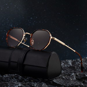 Lunettes de soleil métalliques pour hommes Goanywhere Doanything, verres PC UV400, monture noire, protection solaire pour la conduite en extérieur, protection de classe 2 - Product Image 2