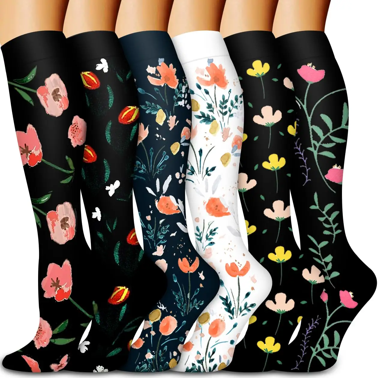 Custom Compressie Sokken 20-30 Mmhg Lange Sokken Voor Vrouwen En Knie Hoge Sokken Beste Ondersteuning Voor Vrouwen