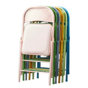 Silla plegable de color caramelo, taburete simple con respaldo para almacenamiento portátil - Product Image 3