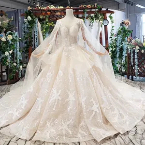 HTL646 Jancember真正优雅的新娘礼服串珠淘宝婚礼派对礼服菲律宾