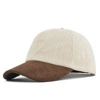 Gorras de Béisbol de Pana de 5 Paneles con Visera Plana Retro sin Estructura, Estilo Formal, con Logotipo de Parche Bordado Personalizado, Venta al por Mayor