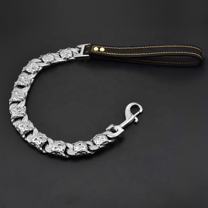 Collar de cadena de perro con cierre de cabeza de calavera dorada de acero inoxidable de 32MM para perros grandes, collares de peso para perros - Product Image 3
