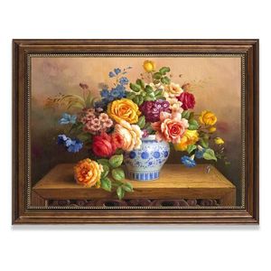 Arte floral de estilo antiguo con marco lujoso Pintura de calidad de museo para espacios domésticos y comerciales - Product Image 5