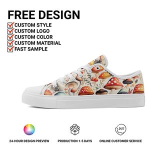 Chaussures vulcanisées personnalisées avec logo imprimé OEM/ODM, baskets classiques basses en toile, chaussures de marche confortables pour hommes et femmes FN027-26009001-10 - Product Image 2