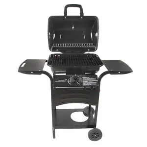 Trolley Infrared Cooking Grills Bbq Gas Grill 2 Burner Gaz Barbecue Grill With Trolley