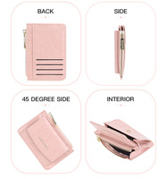 Dompet Lipat Tipis Baellerry Baru untuk Wanita dan Gadis, Dompet Kecil Modis dengan Resleting, Dompet Koin dengan Tempat Kartu, Kulit PU