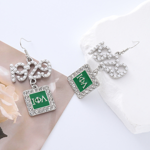 Sisterhood Iota Phi Lambda diseño tono verde y blanco griego <span class=keywords><strong>IPA</strong></span> 1929 colgante hacer hermandad mujeres joyería pendientes colgantes - Product Image 3