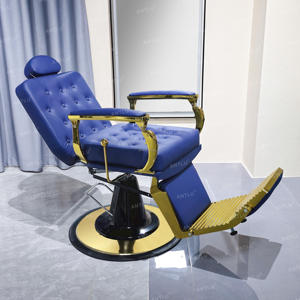 Poltrona da Barbiere Vintage in Metallo Resistente Reclinabile Arredamento per Salone da Uomo per Hotel e Salone di Bellezza - Product Image 3