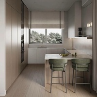Meuble de cuisine minimaliste pour la maison, en panneaux de particules de contreplaqué de haute qualité, facile à installer, prêt à assembler, avec porte Shaker surélevée et garde-manger