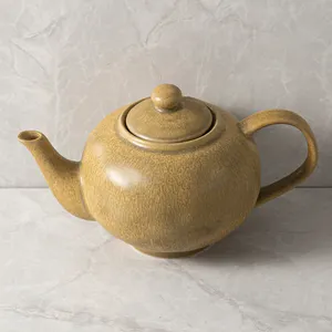 Sıcak satış porselen EspressoTea Pot Drinkware sofra şişe reaktif sırlı fırın kahverengi Vintage seramik demlik kolu ile