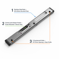 Plaque de fixation longue en acier inoxydable moderne sans rainure pour cadre de fenêtre/porte en aluminium, pièce de rechange de quincaillerie