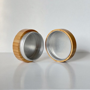 Emballage cosmétique naturel en métal, boîtes en aluminium et bambou, pots cosmétiques en aluminium et bambou avec couvercle en bambou - Product Image 4