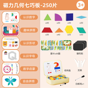 Bloques de rompecabezas Tangram geométricos magnéticos para niños, juguete educativo de escuela primaria, juguete de desarrollo intelectual de Aprendizaje Temprano - Product Image 6