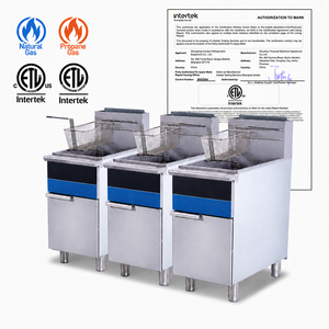 <span class=keywords><strong>Friteuse</strong></span> à gaz commerciale de style américain, sur pied, à double cuve, pour frites, avec chauffage rapide - Product Image 1