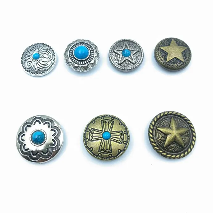 Remache de imitación de turquesa, botones decorativos Retro, Conchos de Metal, remache trasero de tornillo, accesorios de cuero DIY