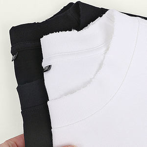 Camiseta de Manga Corta de Color Sólido, Estilo Desgastado, 420g, Personalizable, Informal, Holgada, de Algodón Puro, Cuello Redondo, Rota, Moderna - Product Image 1