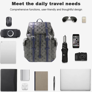 Luxury Embossed Leather <b>Backpack</b> <b>Large</b> Capacity Travel Laptop <b>Backpack</b> Custom Logo School Business Rucksack for Men Women - Product Image 2