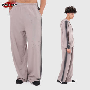 Pantalones Vintage de Pierna Recta Holgados con Efecto Lavado, Sin Cordón, con Graffiti Pintado con Spray, de Algodón Pesado de 430 g/m², 100% Algodón, Talle Medio - Product Image 4