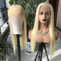 Wig Rambut Asli Brasil Remy Double Drawn Tanpa Lem, Warna 613, Panjang 40 inci, 13x4, Lace Transparan Alami, Grosir