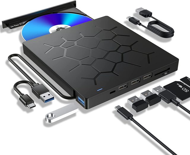 Portable Usb 3.0 External Dvd Cd Player Rw Burner With Disk/sd, Tf Card Dvd Card Reader Usb Dvd Multifunction Drive
