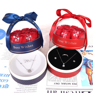 Scatola Regalo Rotonda Trasparente Golden Pancake Seven 9 Rose per Gioielli, Confezione all'Ingrosso per San Valentino, Donne e Ragazze - Product Image 2