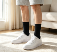 Chaussettes pour hommes personnalisées, chaussettes de cheville neutres d'automne, chaussettes décontractées tricotées de haute qualité, couleur unie, mélange de coton antibactérien