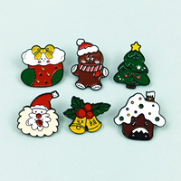 Broches en émail douces pour vêtements, thème Noël : Père Noël, chaussettes de Noël, sapin de Noël, homme en pain d'épices, cloche