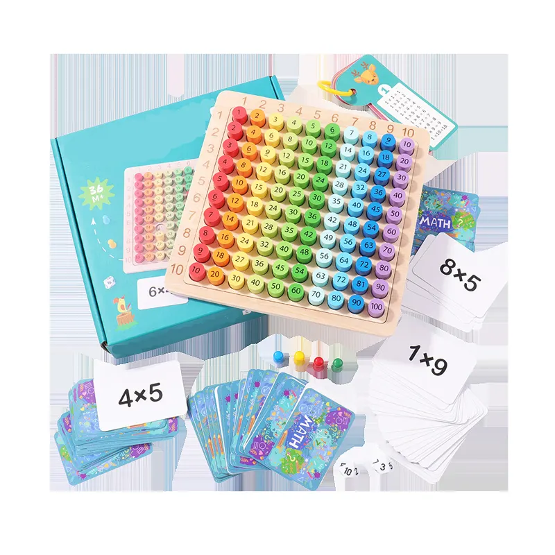 Đồ chơi bằng gỗ Montessori giáo dục sớm, giáo dục đồ chơi bằng gỗ 99 bảng nhân trò chơi, hai mặt học đếm đồ chơi