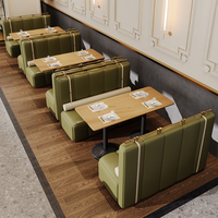 Ensemble de banquettes de restaurant haut de gamme, table rectangulaire, chaise de salle à manger avec accoudoirs en cuir PU pour café, steakhouse