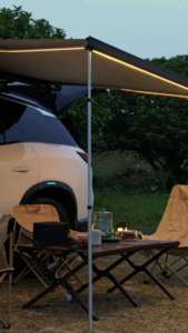 Fabrik Großhandel Motorisierte Langlebige Außen markise mit <span class=keywords><strong>LED</strong></span>-Beleuchtung Automatisches <span class=keywords><strong>Sensor</strong></span> zelt mit einziehbarem Dach für Auto - Product Image 2