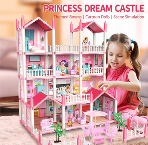 Grande Casa delle Bambole in Plastica ABS con Mobili in Miniatura, Set Fai-da-Te per Principesse - Product Image 3