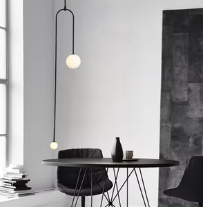 Zeal Lighting Tendering Black Linear LED Glass Ball Hanging <b>Chandelier</b> Modern Nordic Pendant Light - Product Image 6
