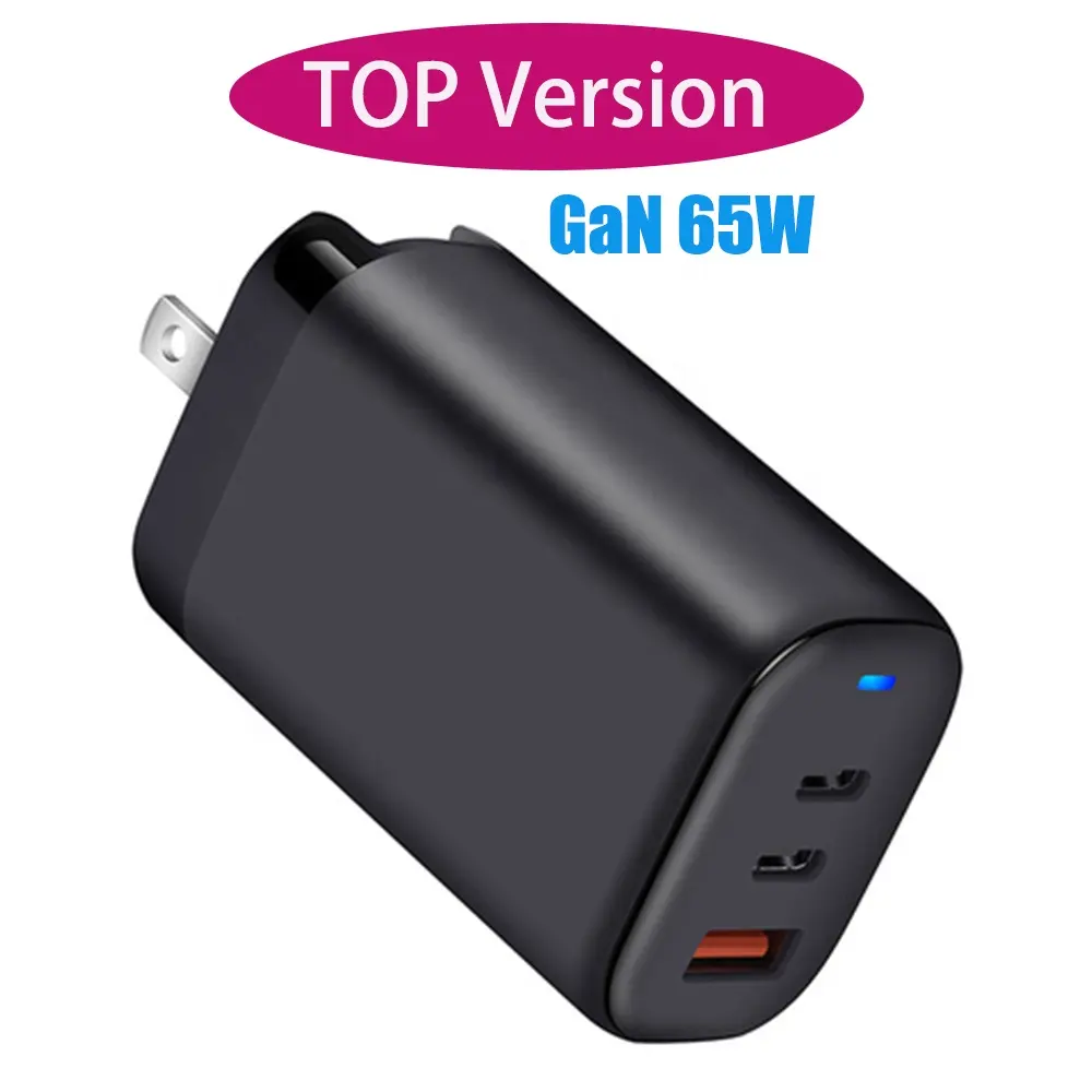 Top Version GaN 65W Adapter 3 in 1 Charger Type C US/EU/UK Plug QC4.0 PD3.0 Fast Charging Chargers For Mobile Laptop Power