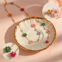 Collier de perles colorées à fleurs, colliers délicats à perles florales pour femmes, bijoux tendance Y2K bohèmes, mignons et doux