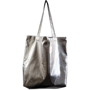 <span class=keywords><strong>Bolso</strong></span> de Mano de Cuero Vegano PU Plateado Metálico Dorado de Moda con Logotipo Personalizado, <span class=keywords><strong>Bolso</strong></span> de Hombro Tipo Tote para Mujer - Product Image 2