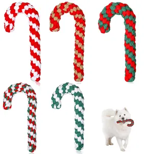 Christmas Squeaky Plush Stuffed Cotton Rope Tough Chew Puppy Interactive Dog Toys For Pet
