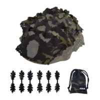 Housse de casque tactique AFG camouflage Bionic, découpe laser irrégulière avec 6 feuilles de simulation supplémentaires, avec pochette