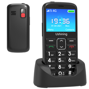 Téléphone <span class=keywords><strong>portable</strong></span> 4G pour seniors, simple SIM, grande batterie 1000-1499 mAh, appareil photo, radio FM, bouton SOS, prise en charge de 7 langues, station de charge pour personnes âgées - Product Image 1
