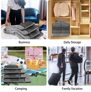 4 पीसी पोर्टेबल ट्रैवल आयोजक सेट यूनिसेक्स फैशनेबल संपीड़न पैकिंग क्यूब्स वाटरप्रूफ पॉलिएस्टर सामान भंडारण टिकाऊ - Product Image 6