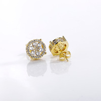 Boucles d'oreilles tendance en laiton et zircon, motif floral, micro-pavé, entièrement ornées de strass, bijoux d'oreille ronds, vente en gros pour femmes
