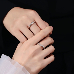 <span class=keywords><strong>Set</strong></span> di Anelli Regolabili con Fiocco per Coppie, Anello d'Amore Abbinato per San Valentino, Gioielli Impilabili Aperti per Uomo e Donna, Vendita all'Ingrosso - Product Image 6