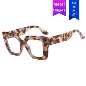 กรอบแว่นตาทรงเหลี่ยมขนาดใหญ่ สไตล์พังก์สำหรับผู้หญิง ป้องกันแสงสีฟ้า รุ่นเดียวกับที่คนดังในอินเทอร์เน็ต สามารถใส่เลนส์ได้ - Product Image 4