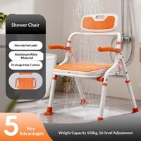 MDK FB025 Chaise de douche et de bain moderne et légère, pivotante à 360°, avec dossier et accoudoirs réglables en largeur, aide au transfert sécurisé