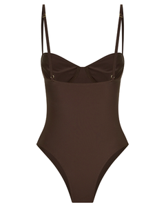 Custom Sizes &amp; Logo Accepted Bulk OEM Chocolate Brown Ruched Bust Balconette High Cut One Piece <strong>Swimsuit</strong> Women's Beachwear - Product Image 6