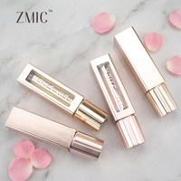 Tubes à lèvres hermétiques de 3 ml, tubes à gloss métalliques dorés vides, tubes à lèvres liquides noirs en plastique avec fenêtre transparente, logo personnalisé