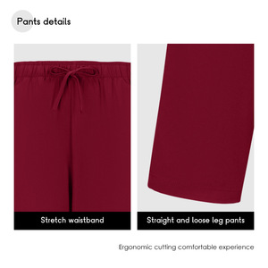 Unisex Medical Scrub Set Burgundy V-Neck Top Pants Moisture Wicking Hospital Uniforms - Product Image 4