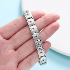 Star Modular Charm Link | 18K PVD Stainless Steel Square Italian <b>Bracelet</b> <b>Bead</b> for DIY Jewelry <b>Making</b> Accessories - Product Image 2