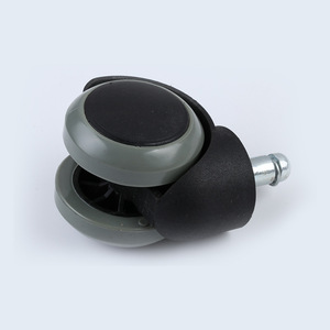 Roulettes de mobilier pivotantes de 2 pouces en nylon gris PU silencieuses pour chaise de bureau avec tige filetée et roulement simple - Product Image 3